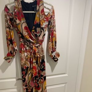 Maxi dress Brand INC. shorter in front. Size 4 fits a size 6 Red Multi color